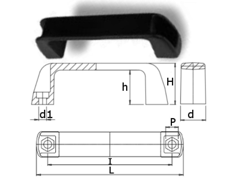 MANIGLIA PLASTICA INT.132 FORO PASSANTE 8,5 (MP/132)