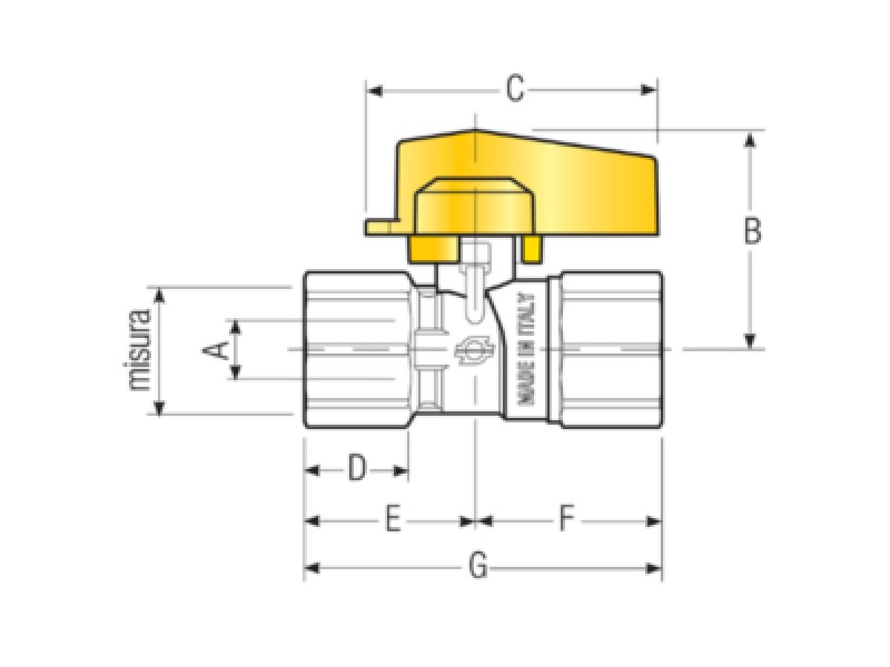 RUBINETTO GAS A SFERA DIRITTO F-F 1/2"