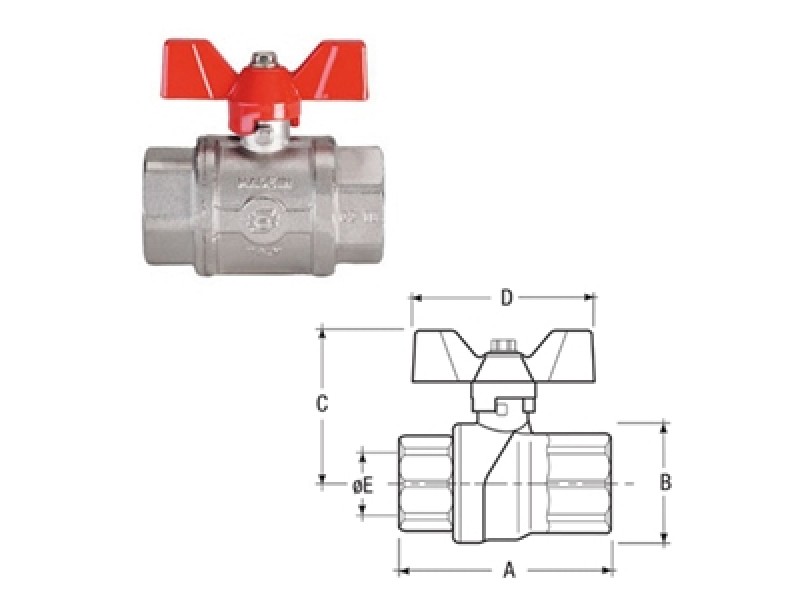 VALVOLA A SFERA FF 3/8 A FARFALLA EVOLUTION