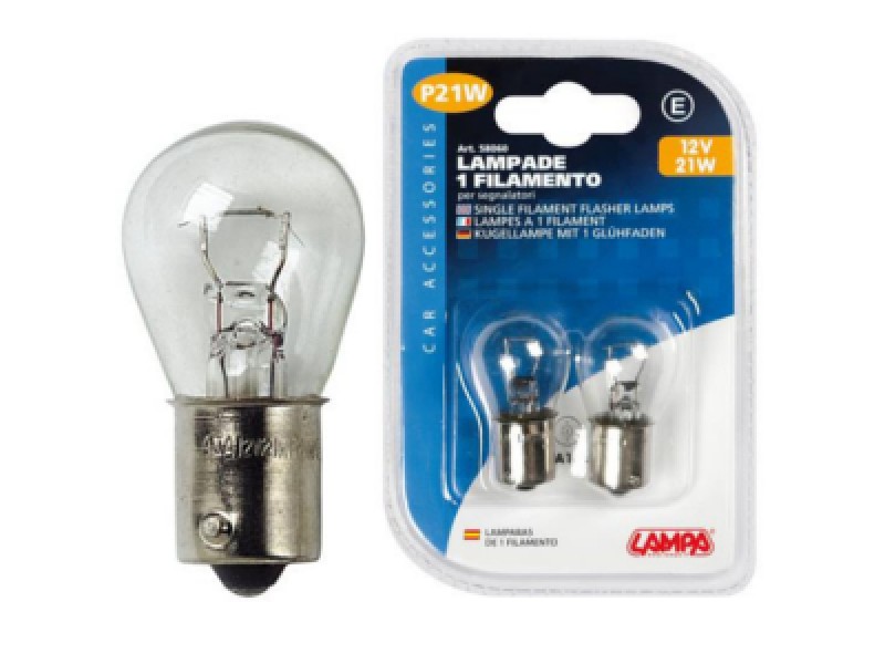 LAMPADA 1 FILAMENTO 21W 12V BA15S PZ.2 58060