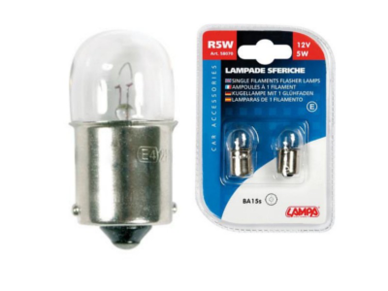 LAMPADA SFERICA 5W 12V BA15S PZ.2 58070