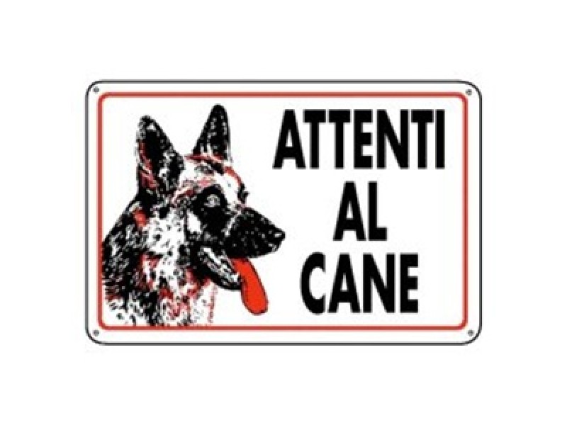 CARTELLO PLAST. MM.300X200 ATTENTI AL CANE (PASTORE TEDESCO)