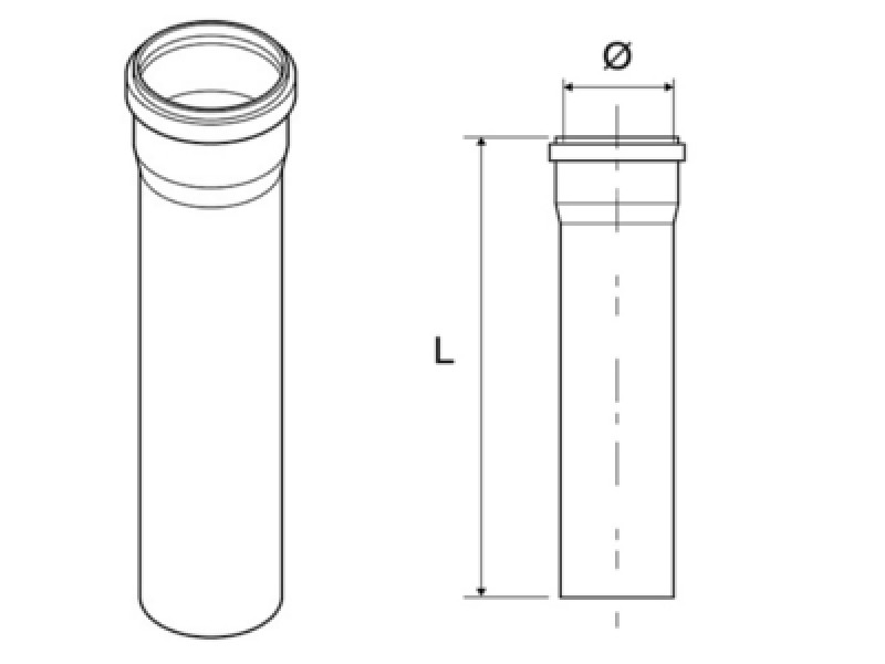 TUBO SCARICO C/BICCHIERE D.50 MM.500