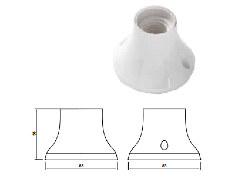 PORTALAMPADE E27 TERMOPLASTICO BASE DIRITTA BIANCO ART.0080