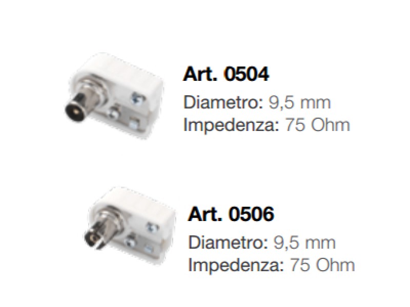 SPINA + PRESA COAXIALE A 90 GRADI MM.9,5 PZ.2