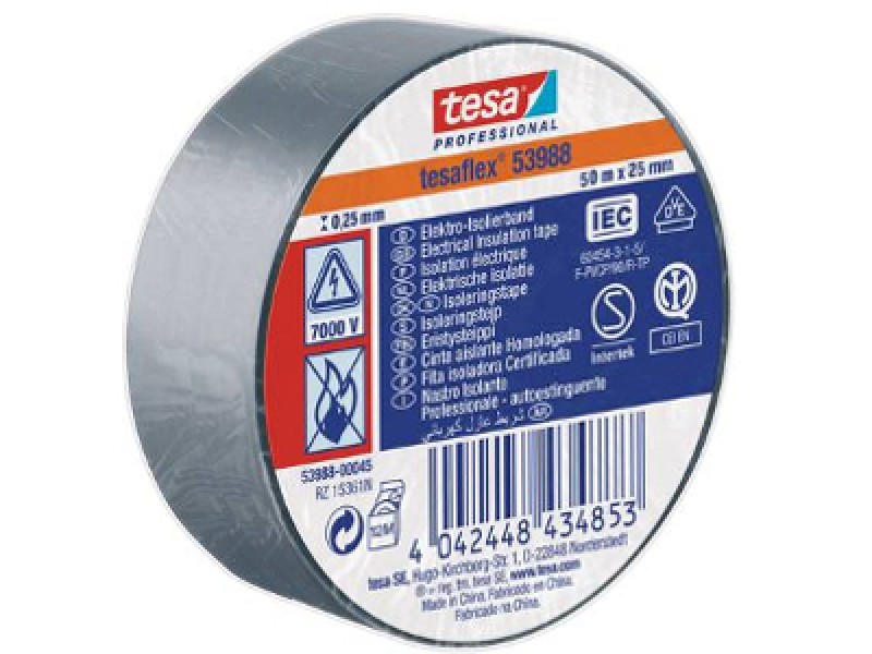 NASTRO ISOLANTE MM.19 MT.25 GRIGIO CHIARO TESAFLEX 53988