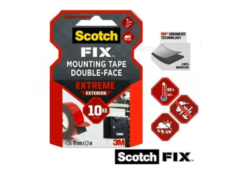 NASTRO BIADESIVO X ESTERNI SCOTCH-FIX EXTREME MM.19 MT.5 4941-1950