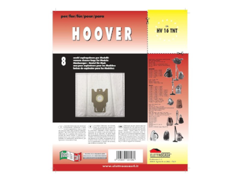 SACCHETTI RICAMBIO X ASPIRAPOLVERE HOOVER TS... PZ.10 HV 16 TNT